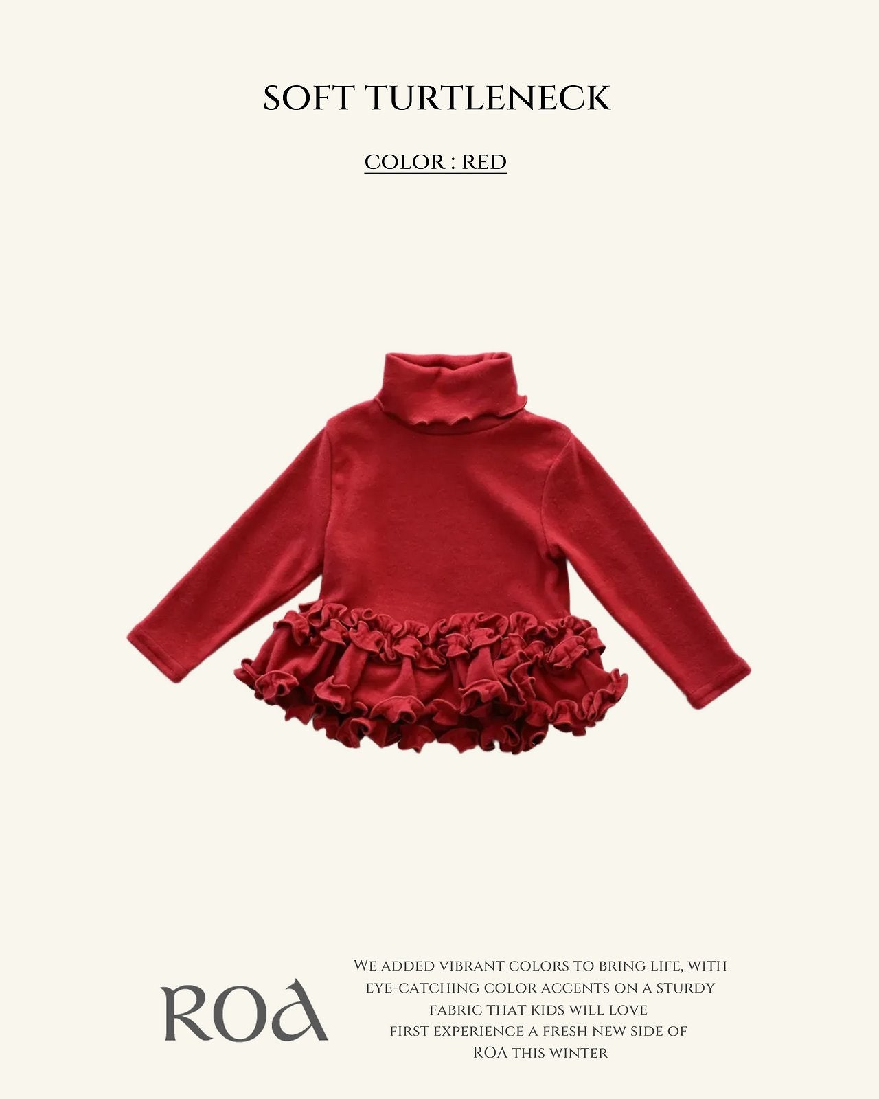 [ROA] Soft turtleneck frill tops