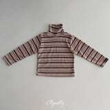 [ELLY MOLLY] Snow warmer stripe turtleneck tee
