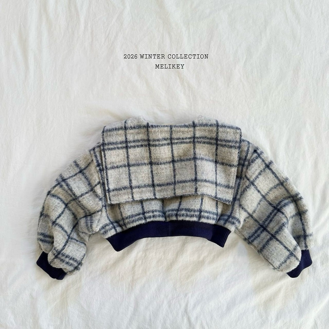 [Melikey] Wool check sailor jacket