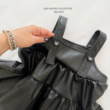 [Melikey] Chic leather cancan one-piece