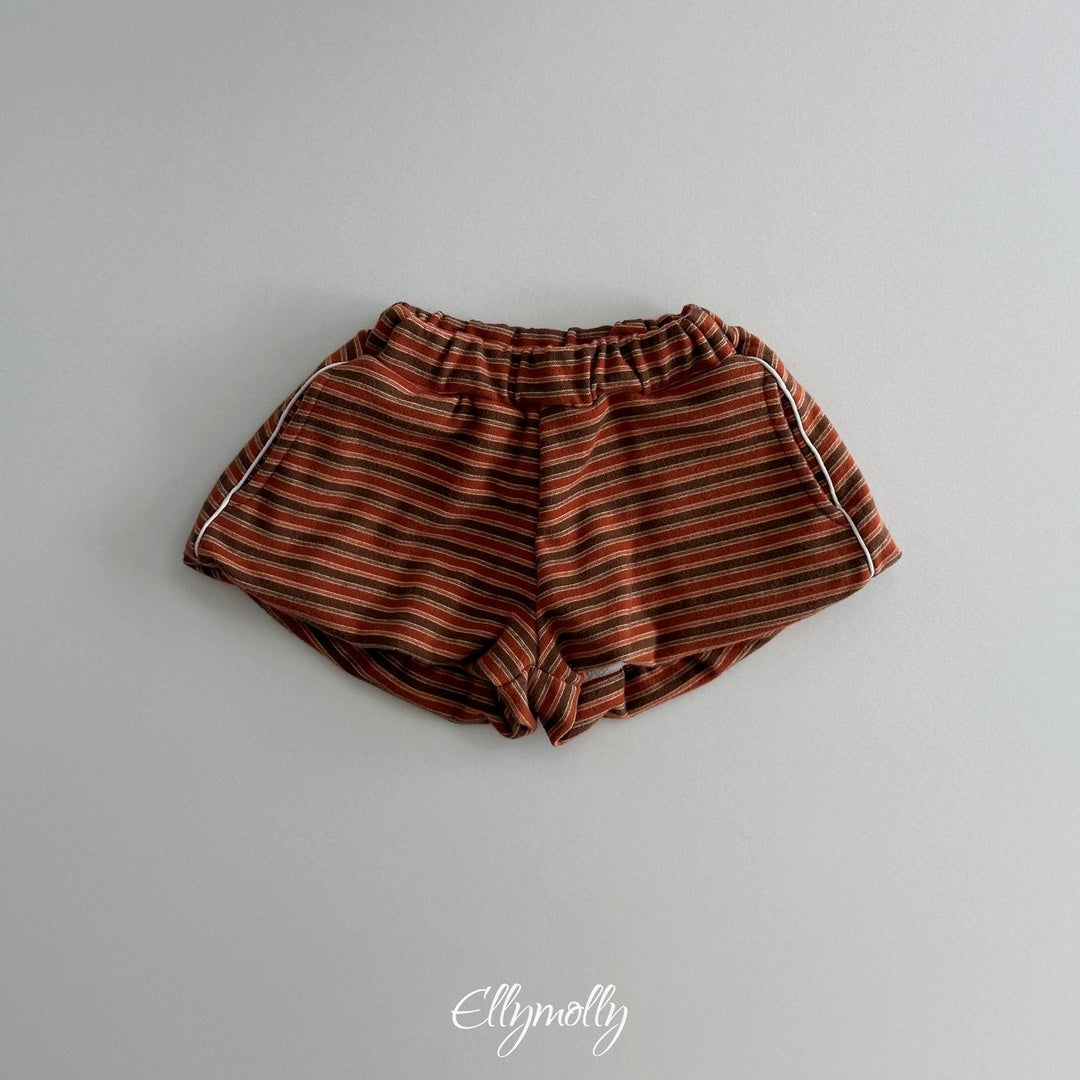 [ELLY MOLLY] Latte stripe balloon shorts