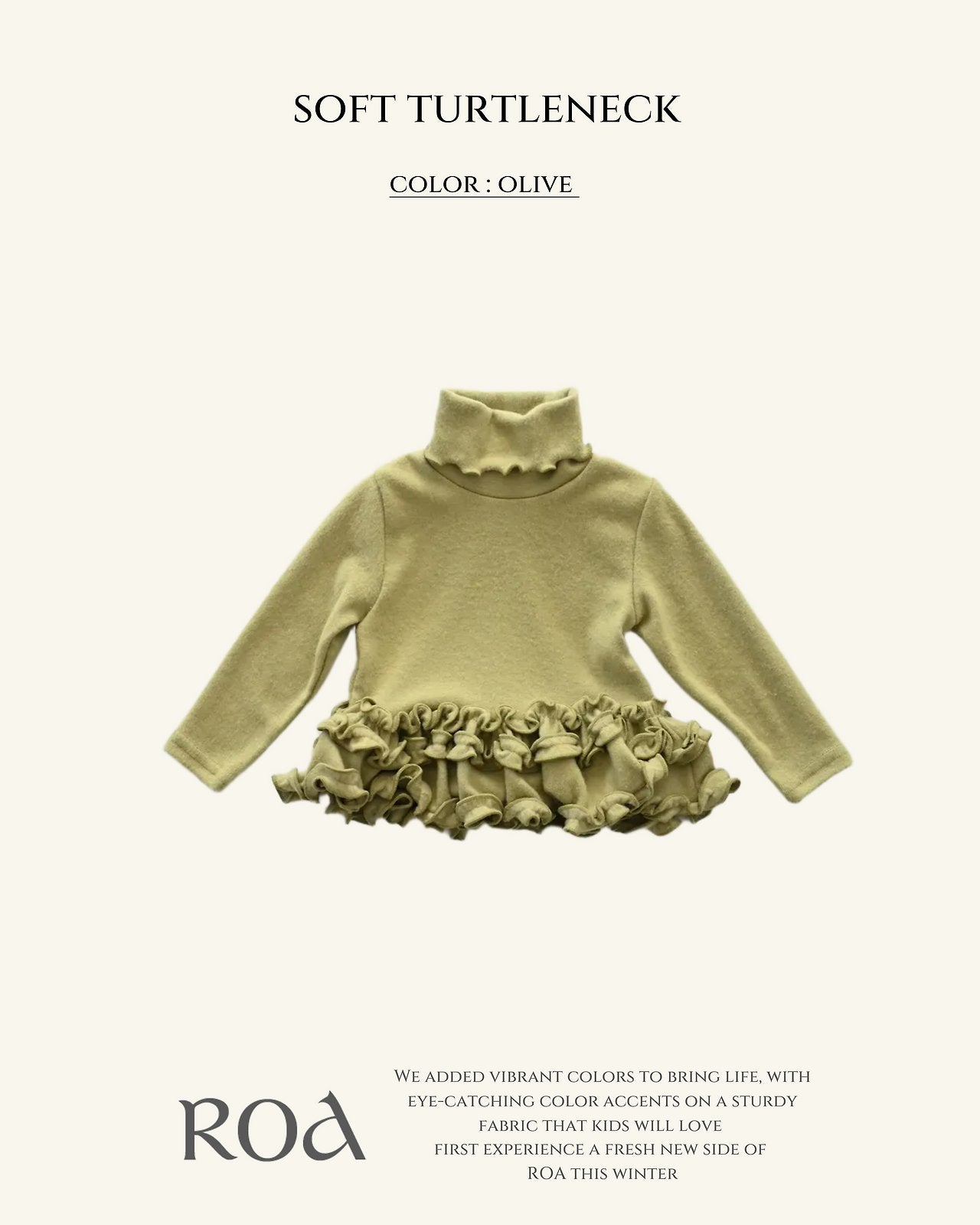 [ROA] Soft turtleneck frill tops