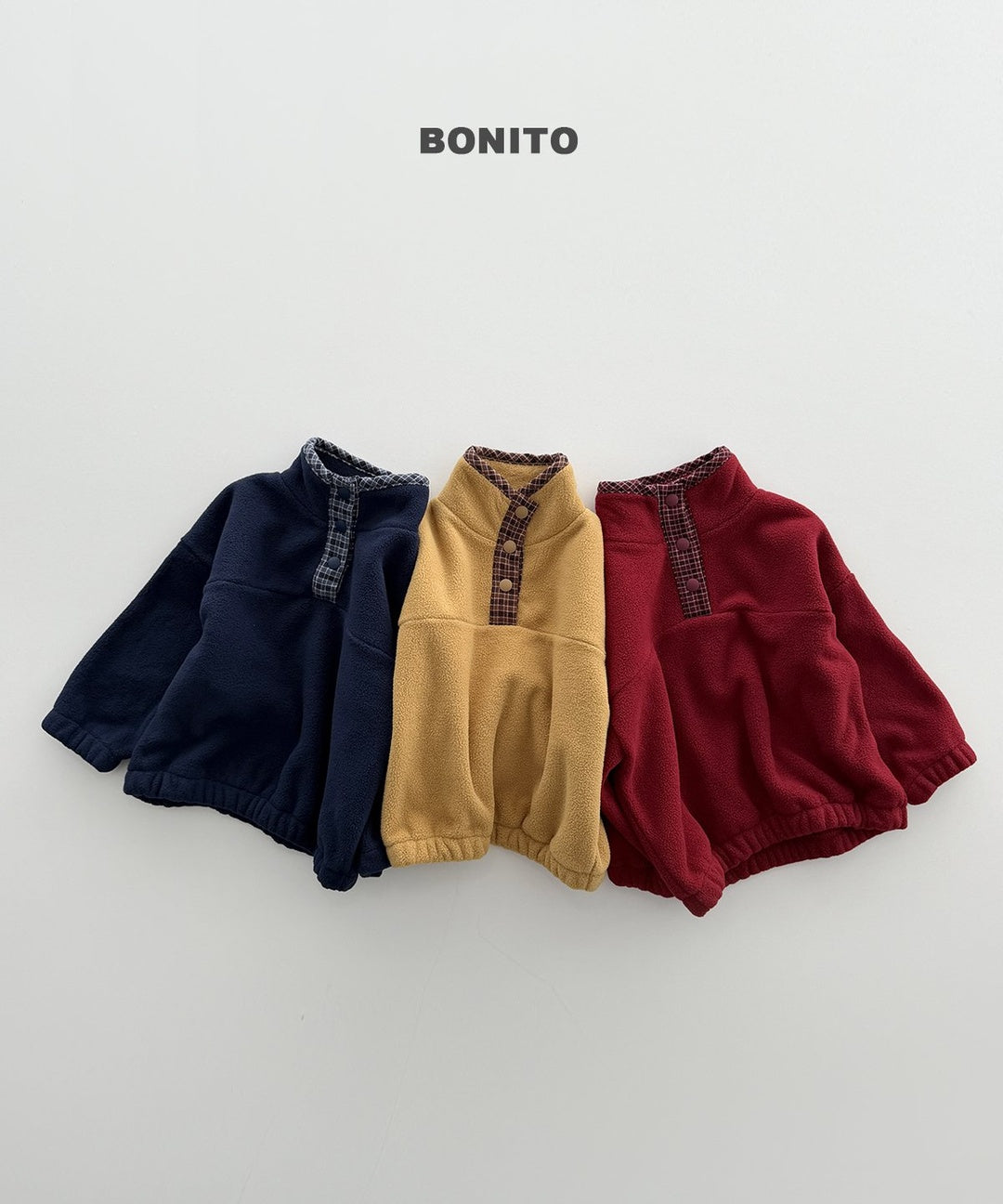 [BONITO] Check placket fleece