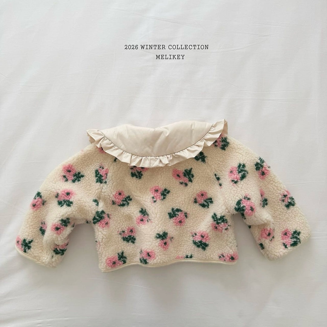 [Melikey] Flower boa jacket