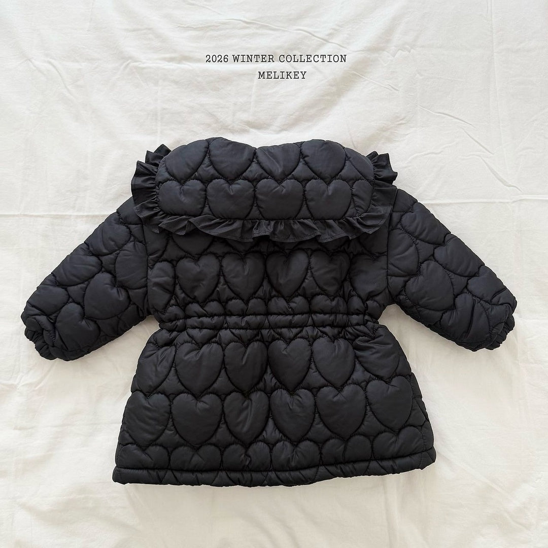 [Melikey] Heart quilting long padded jumper