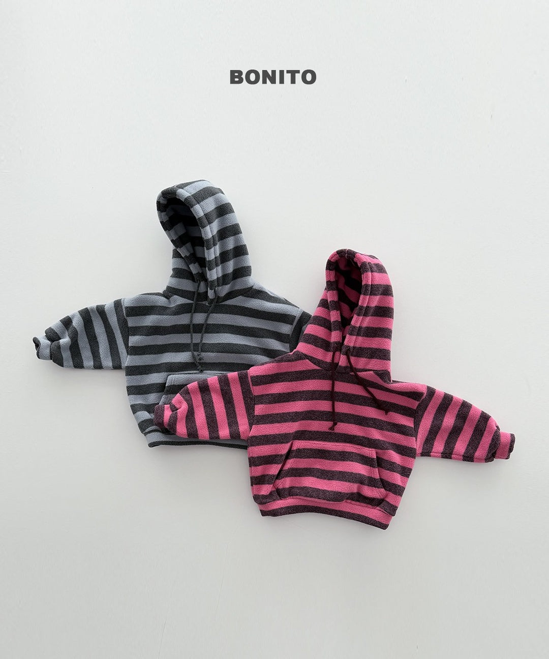 [BONITO] Stripe fleece hood