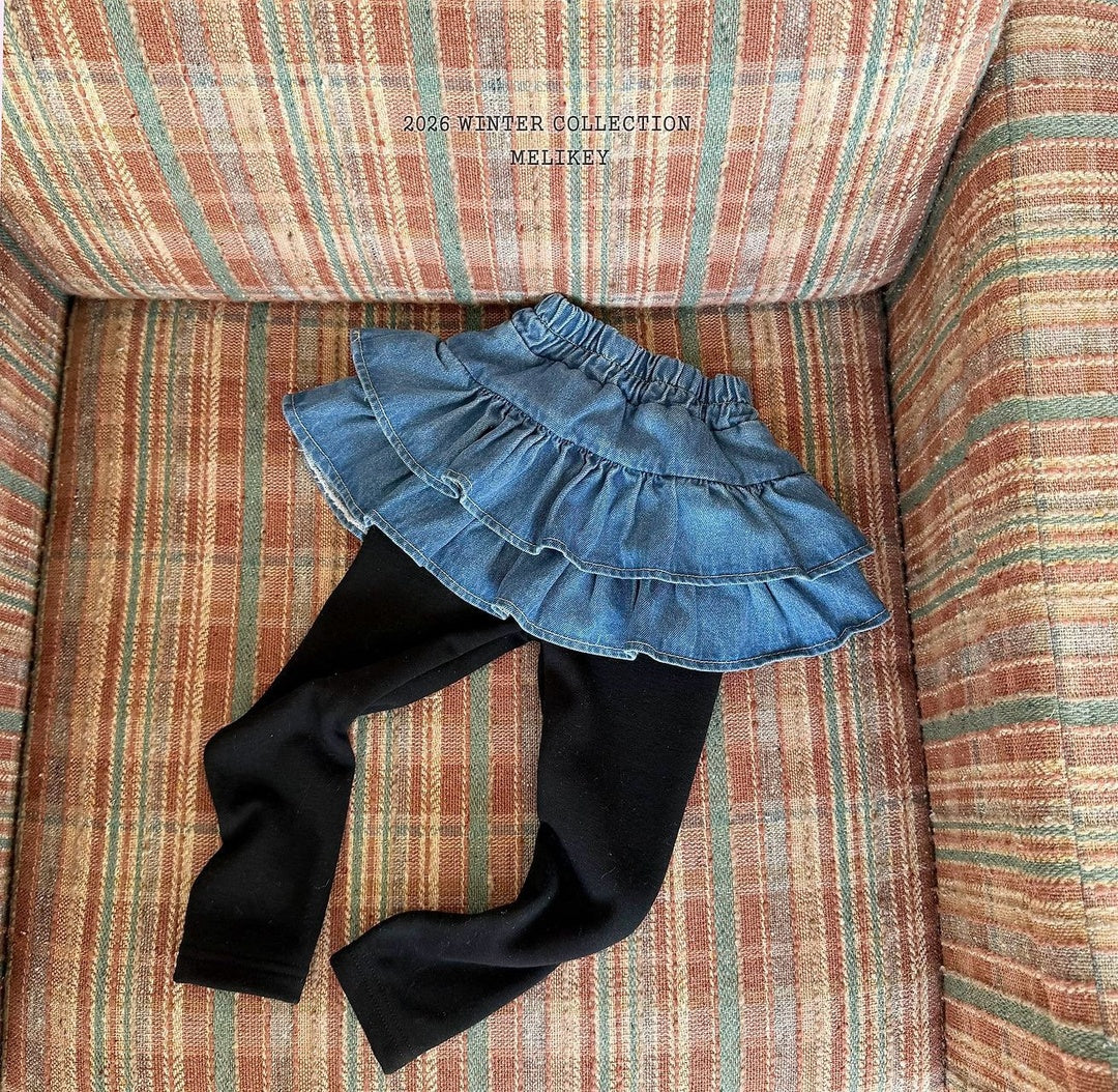 [Melikey] Denim cancan skirt leggings