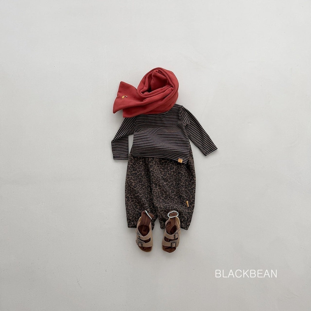 [BLACK BEAN] Stripe halfneck tee