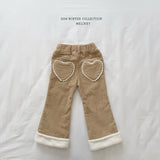 [Melikey] Corduroy heart flare pants