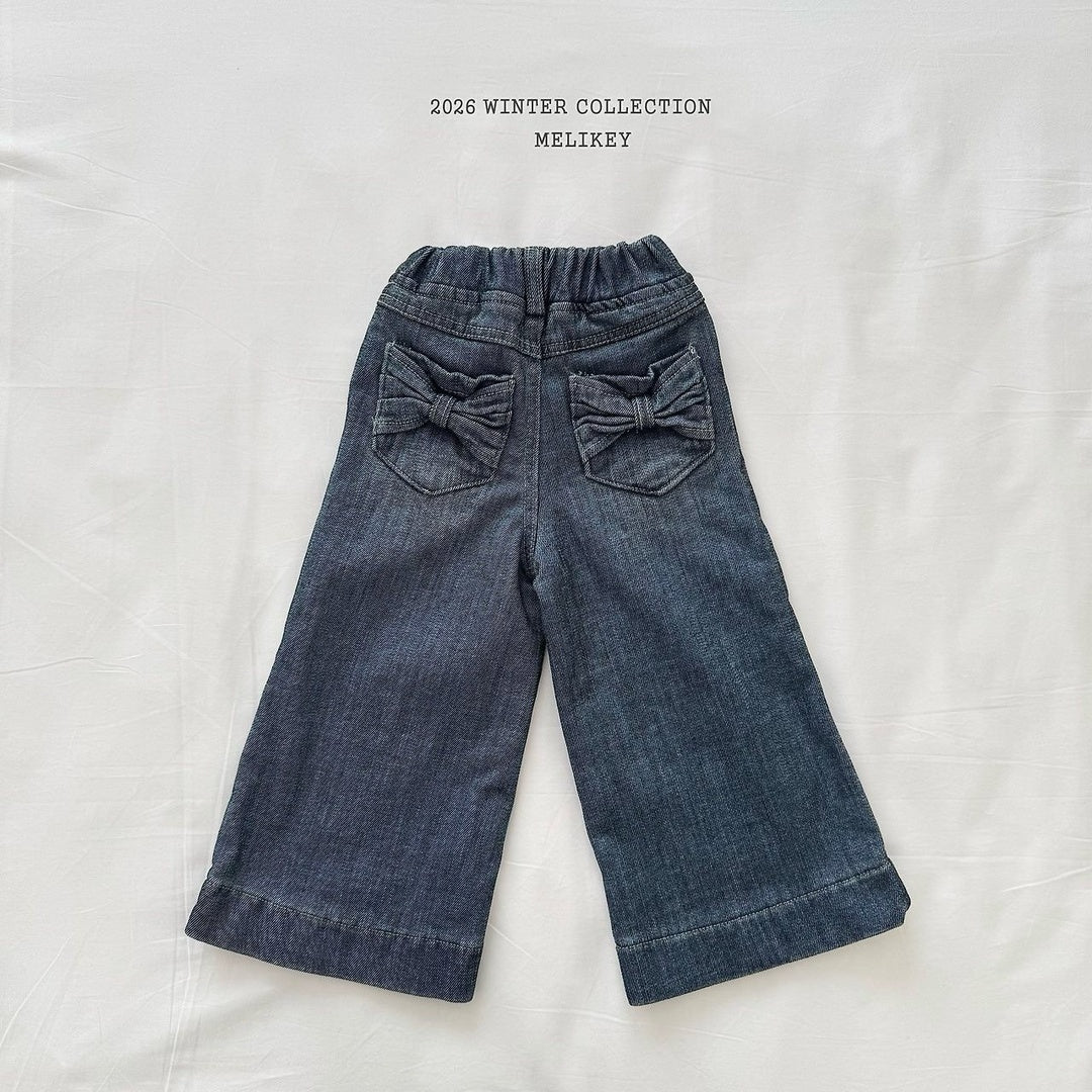 [Melikey] Velvet ribbon denim pants