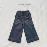 [Melikey] Velvet ribbon denim pants