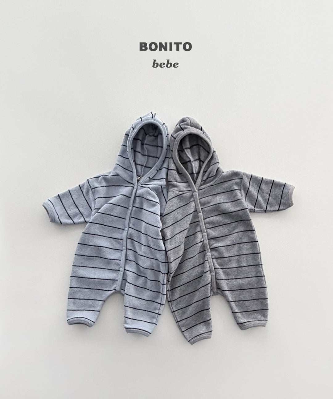 [BONITO] Stripe terry hood rompers