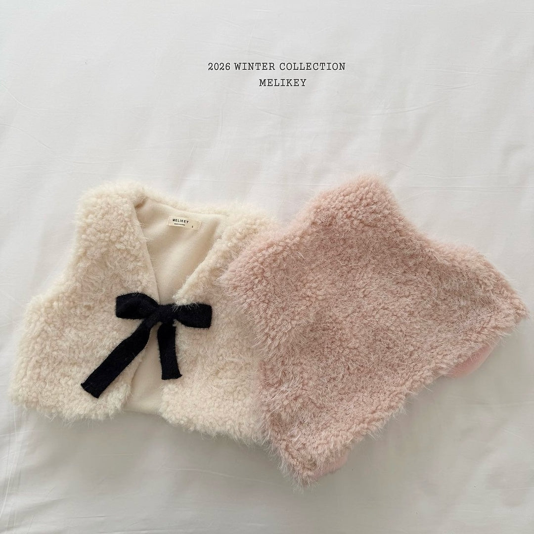 [Melikey] Cloud fur ribbon vest