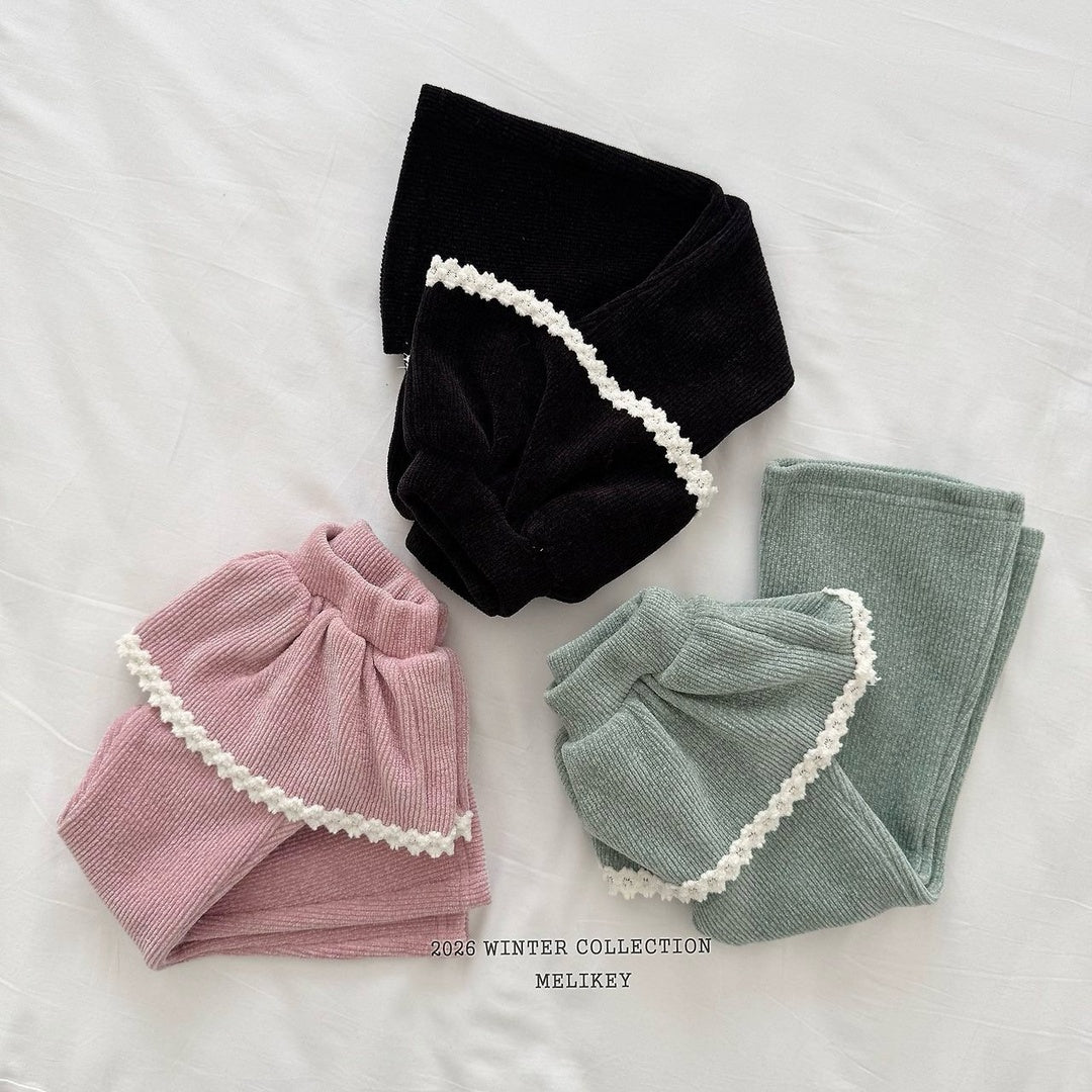 [Melikey] Frill velvet flare pants
