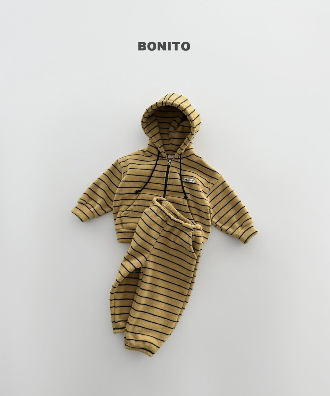 [BONITO] Our stripe hood zip-up set