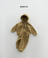 [BONITO] Our stripe hood zip-up set