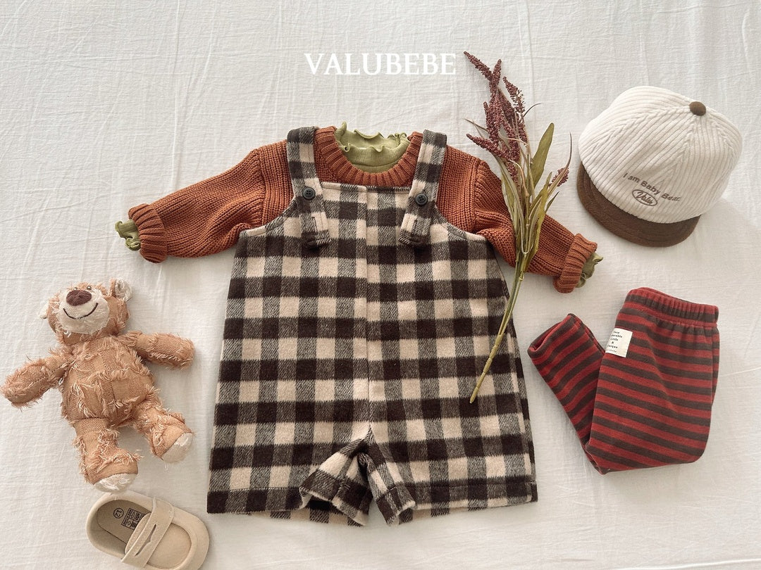 [valubebe] Almond check overalls