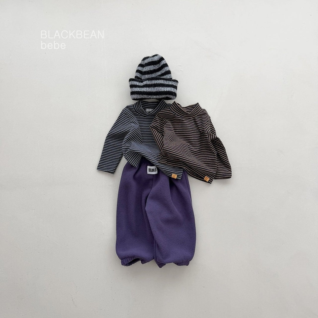 [BLACK BEAN] Stripe halfneck bebe tee