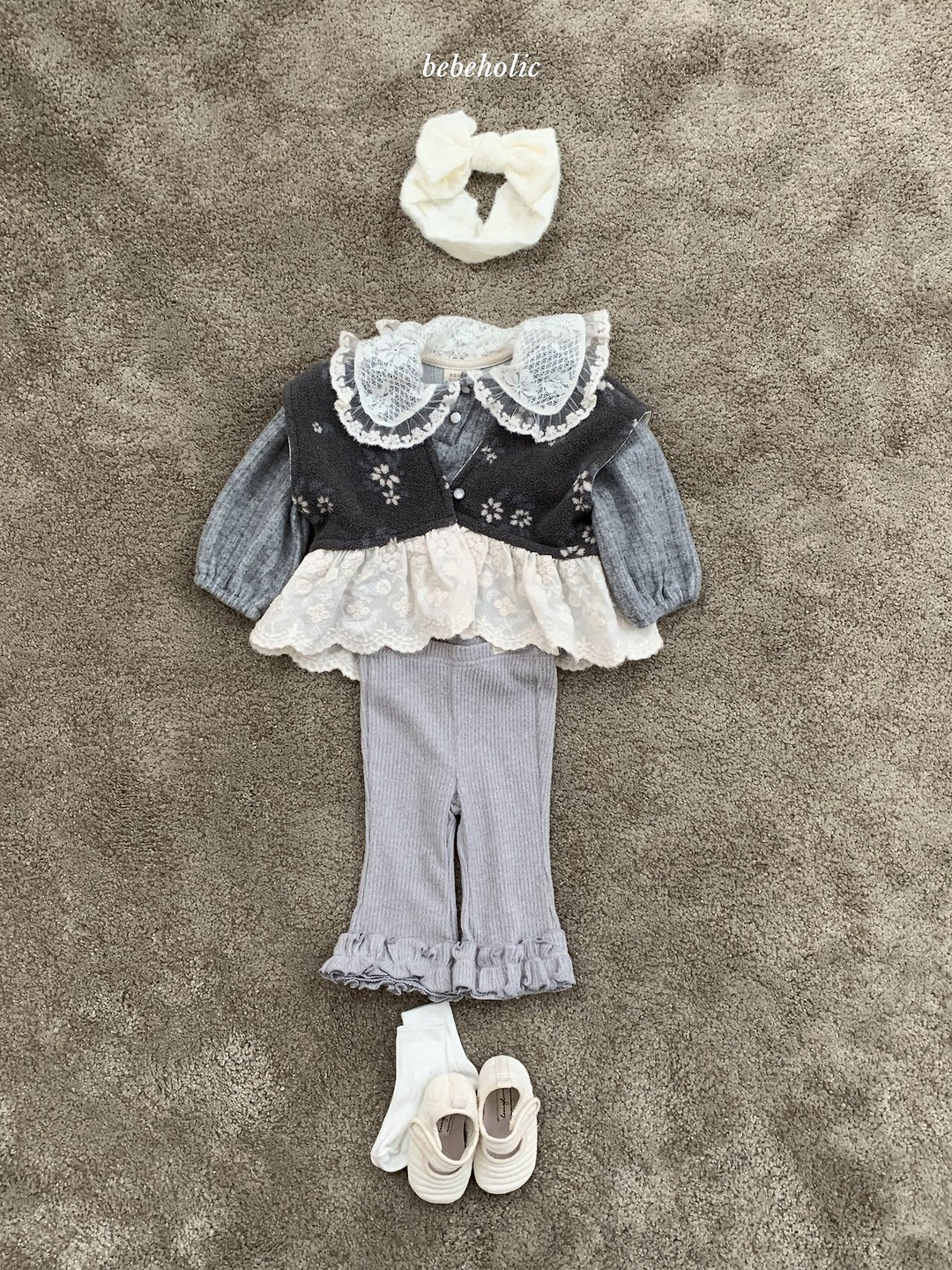 [bebeholic] Elsa flower lace vest