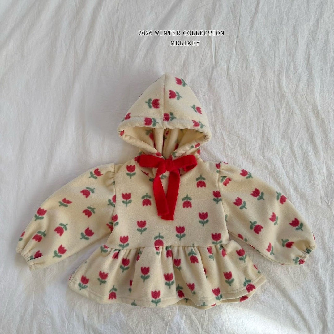 [Melikey] Flower frill hoodie