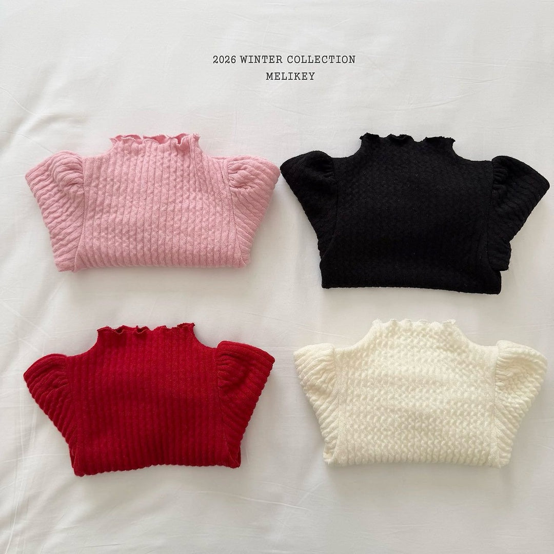 [Melikey] Knit rib puff tee