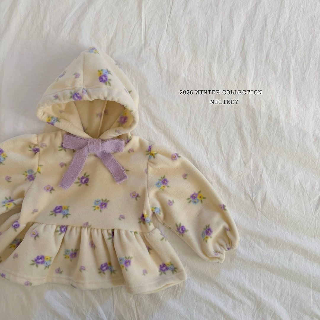[Melikey] Flower frill hoodie