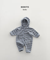 [BONITO] Stripe terry hood rompers