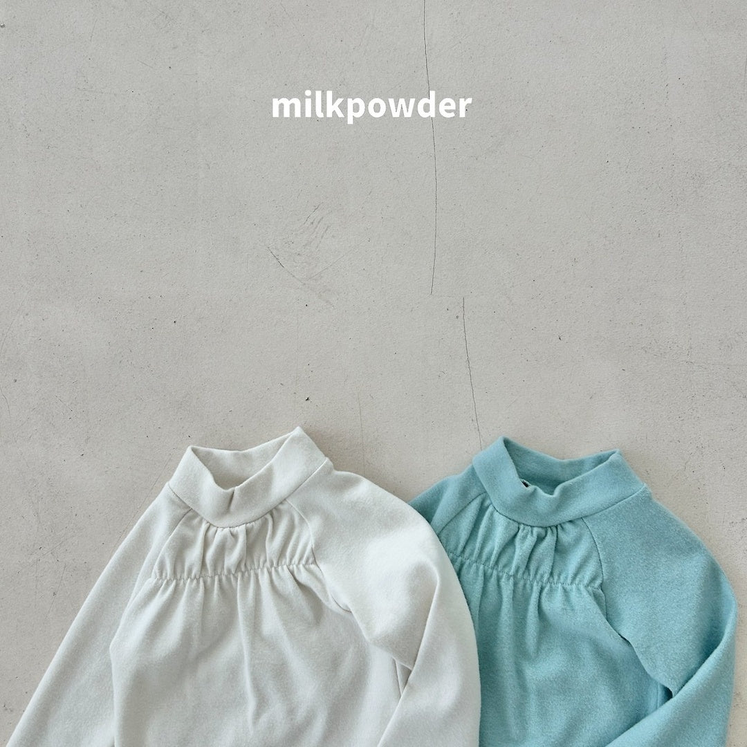 [milk powder] Shirring halfneck tee
