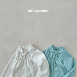 [milk powder] Shirring halfneck tee