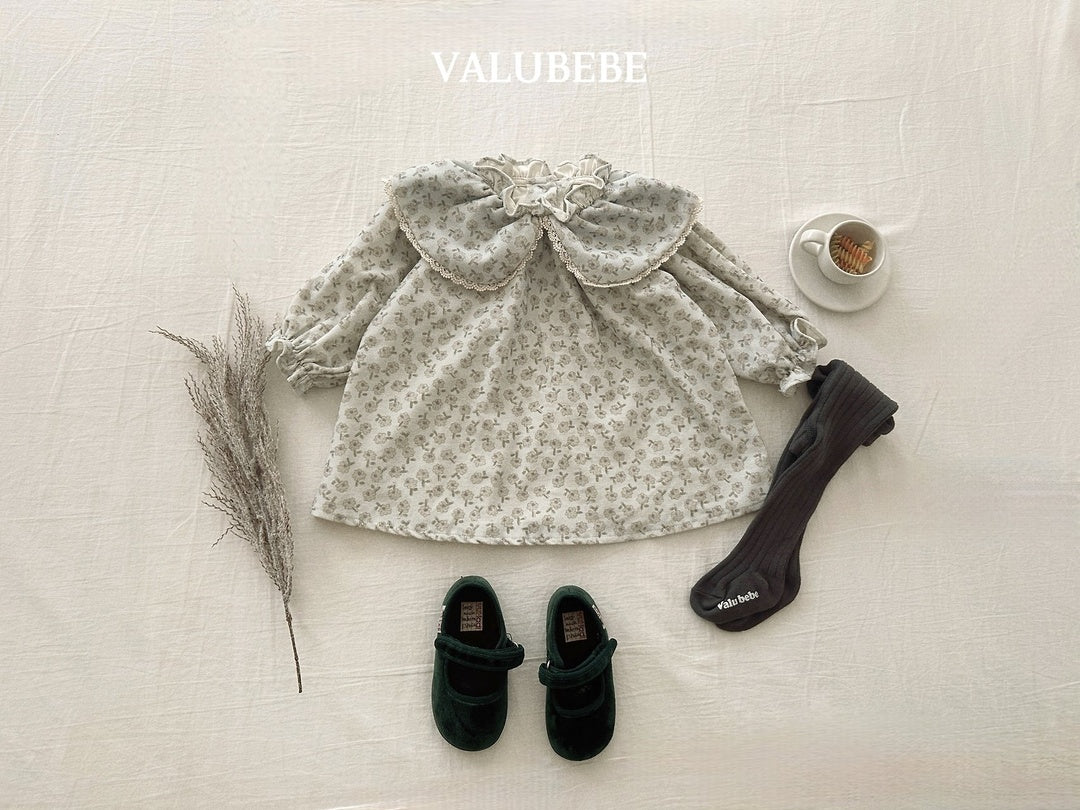 [valubebe] Flower collar corduroy one-piece