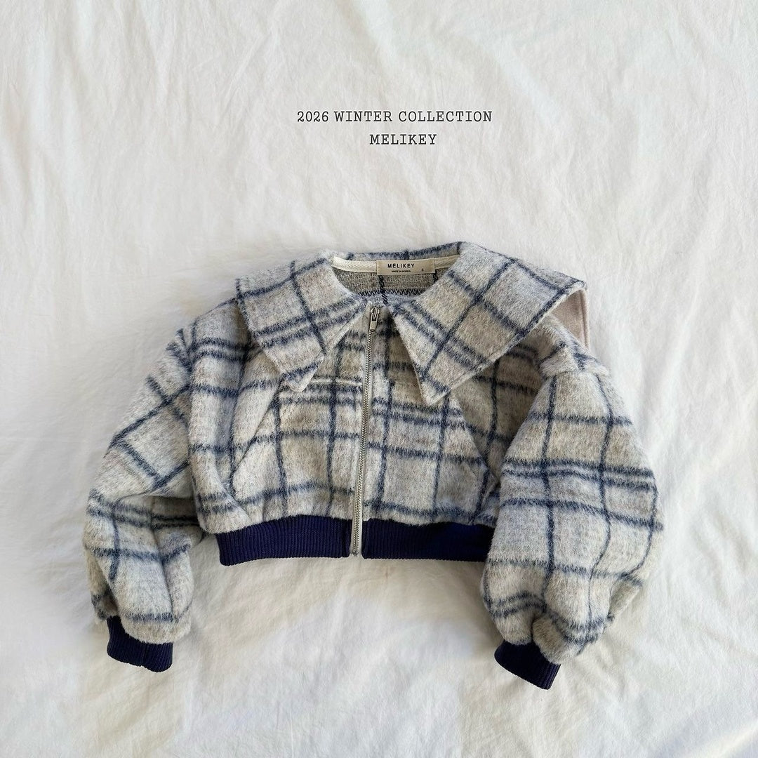 [Melikey] Wool check sailor jacket