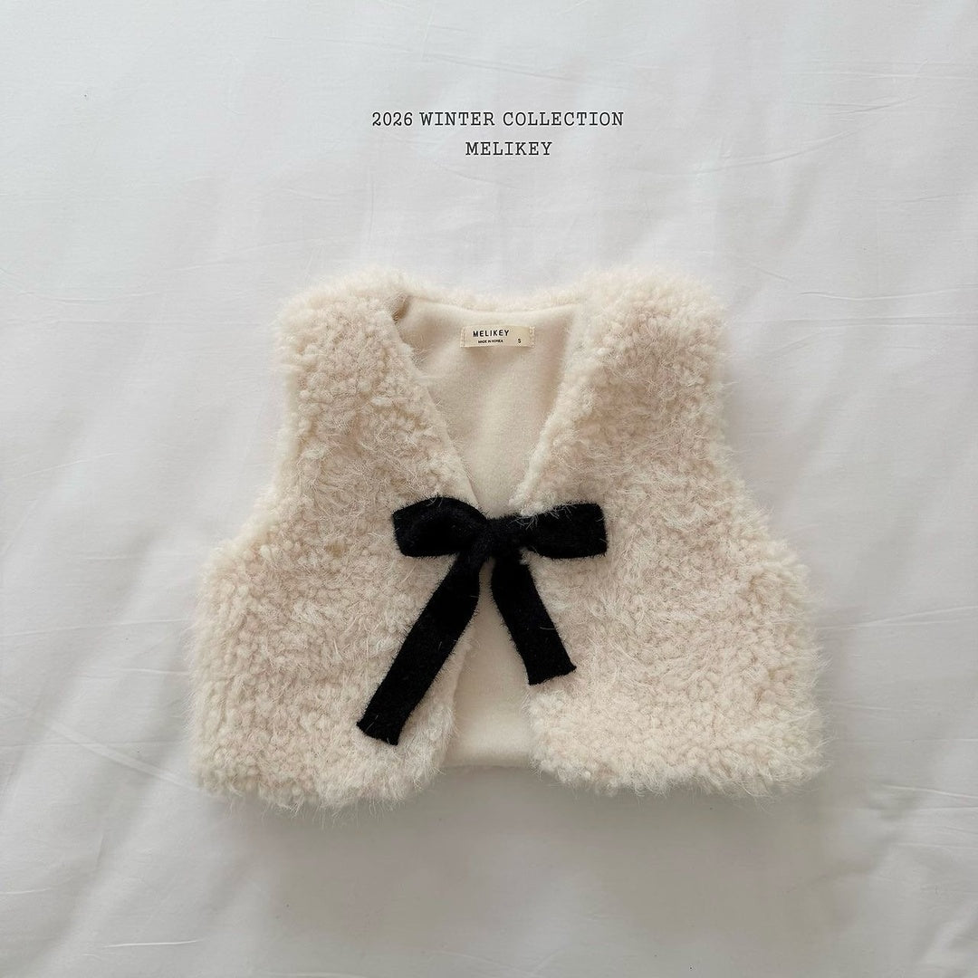 [Melikey] Cloud fur ribbon vest