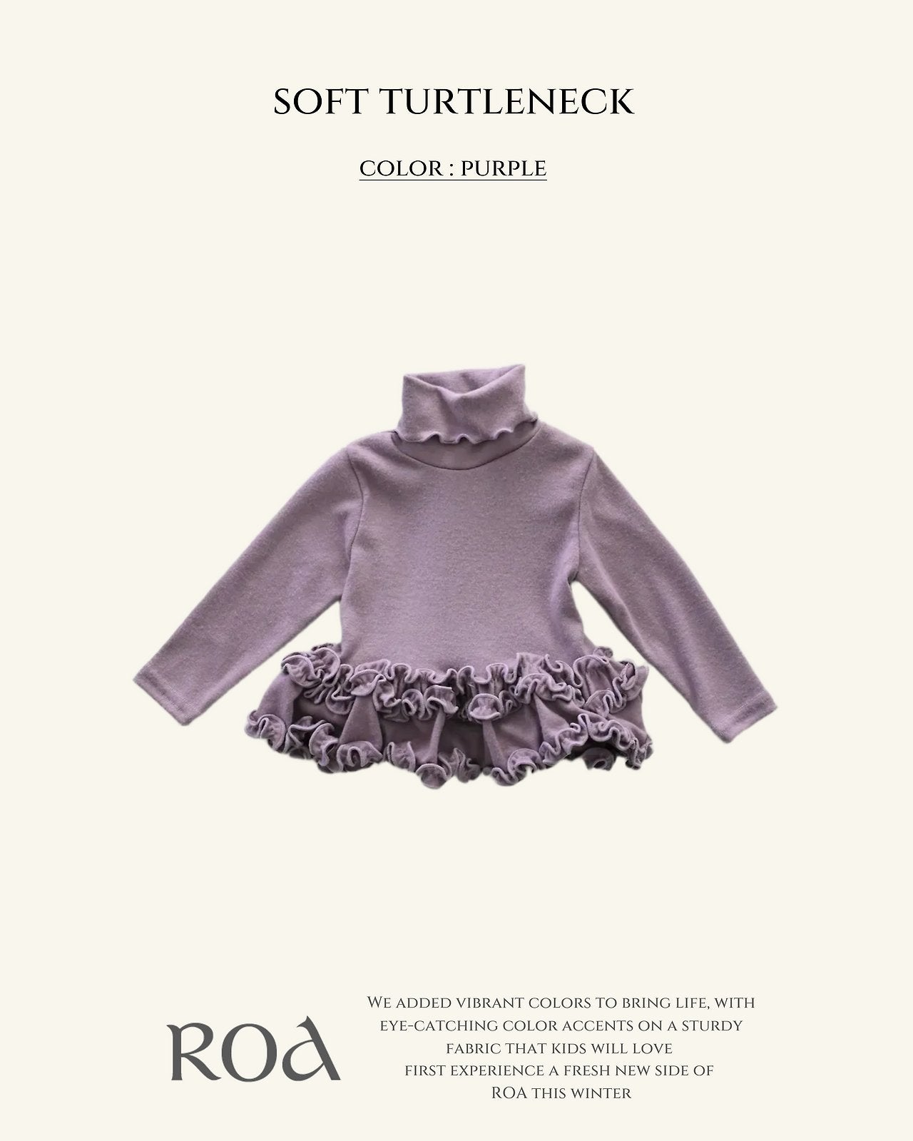 [ROA] Soft turtleneck frill tops