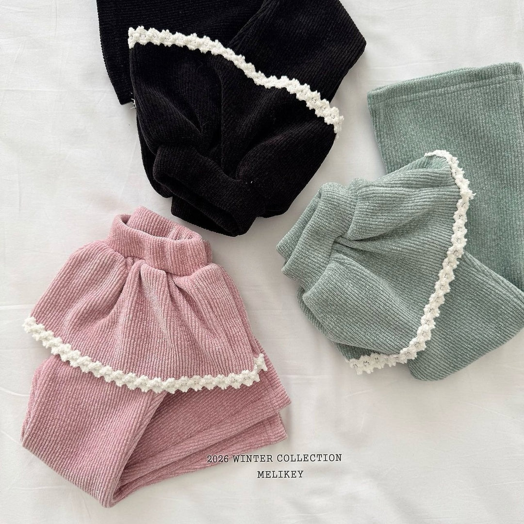 [Melikey] Frill velvet flare pants