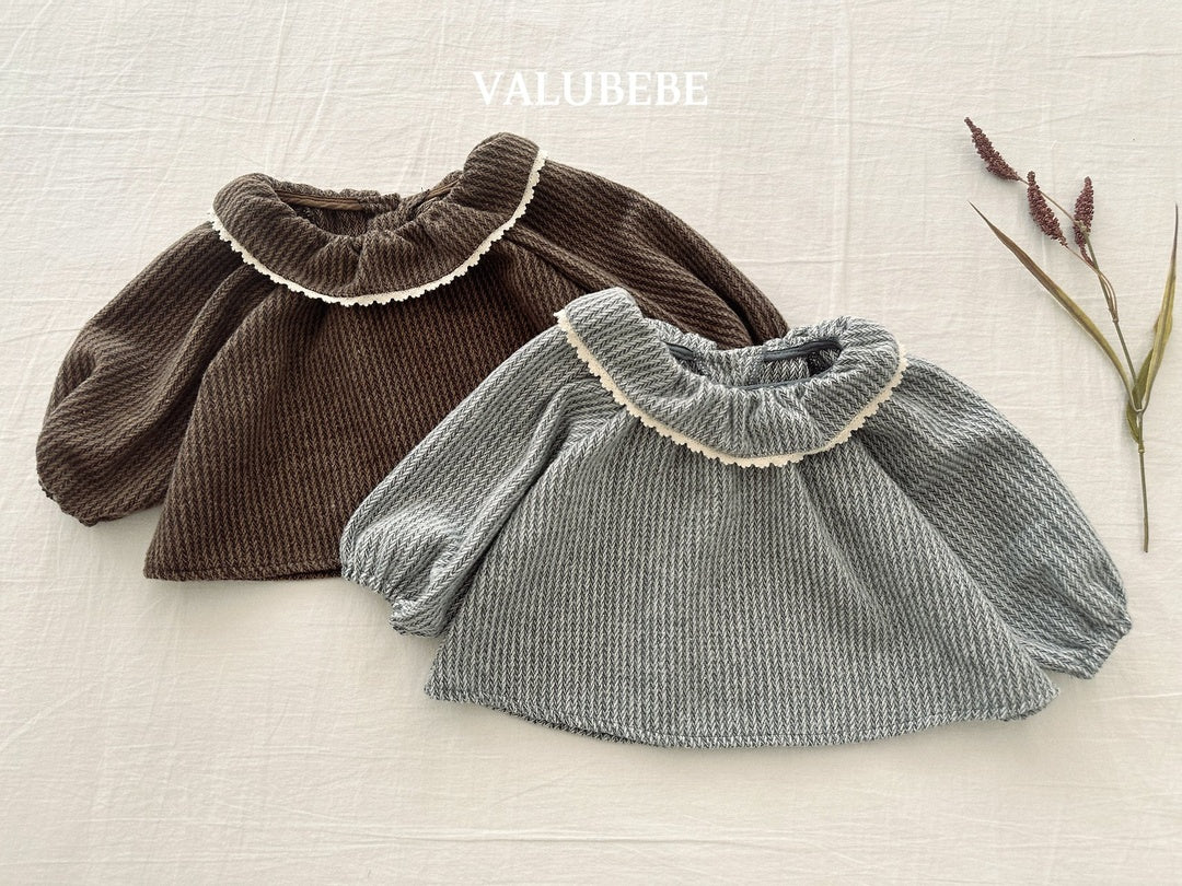 [valubebe] Herringbone frill blouse