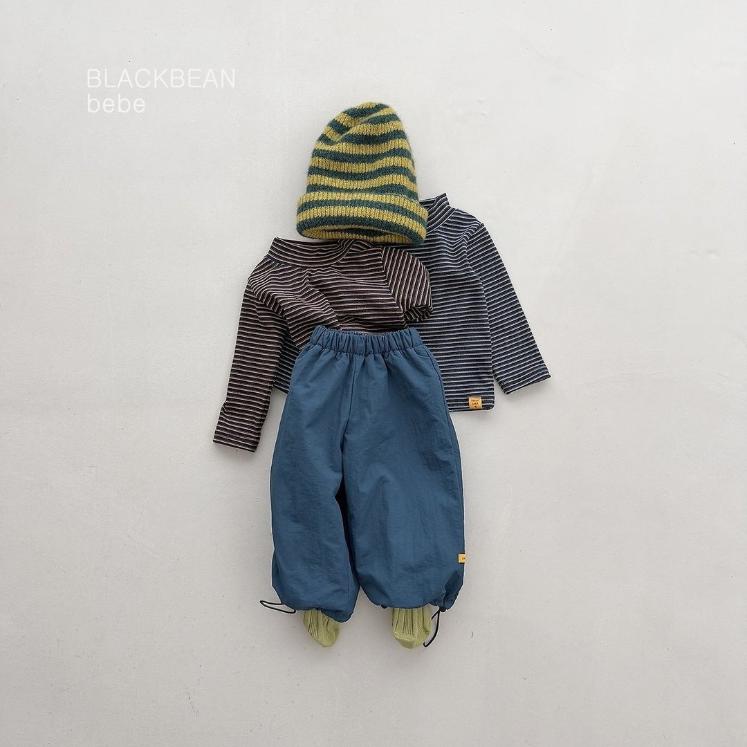 [BLACK BEAN] Stripe halfneck bebe tee