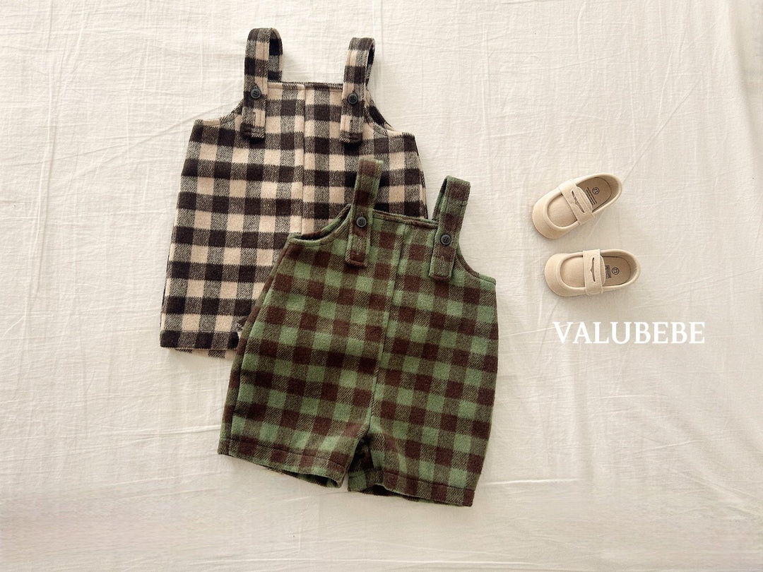 [valubebe] Almond check overalls