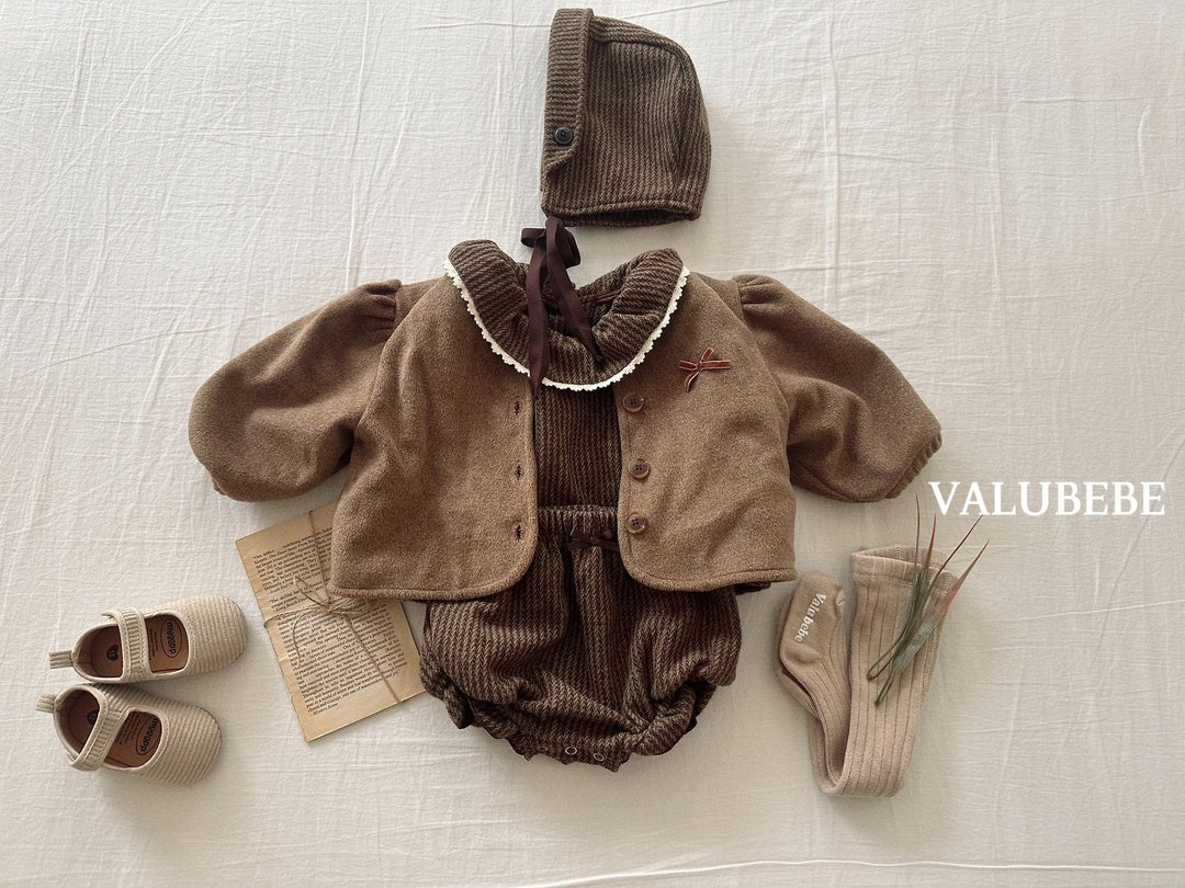 [valubebe] Ribbon puff wool jacket