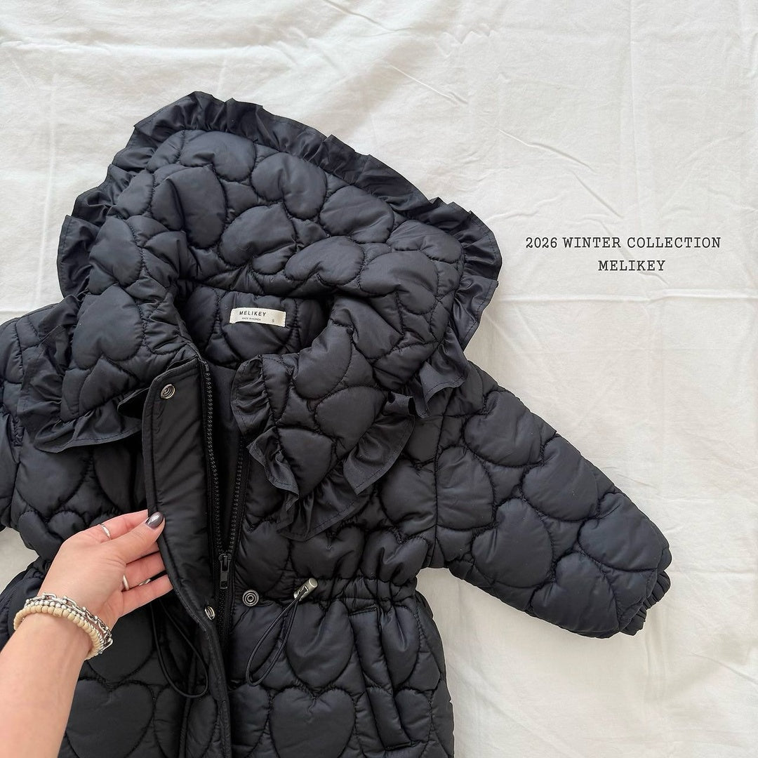 [Melikey] Heart quilting long padded jumper