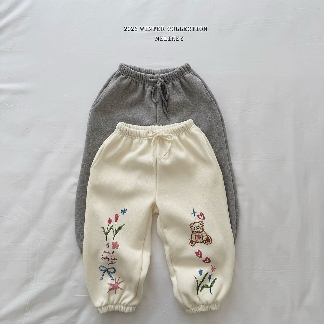 [Melikey] Bear illustration jogger pants