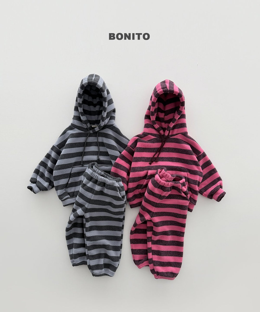 [BONITO] Stripe fleece hood