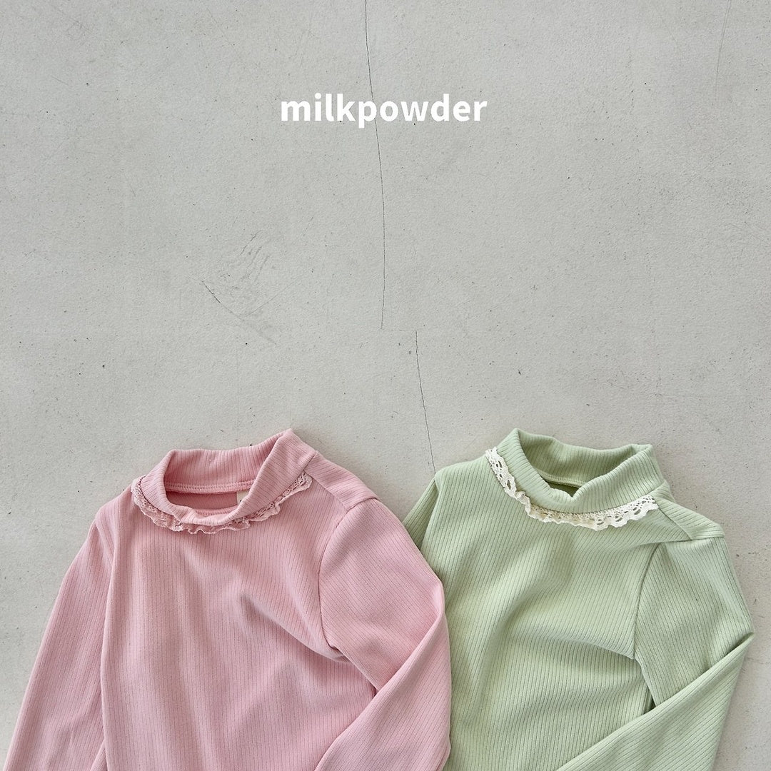[milk powder] Marie lace halfneck tee