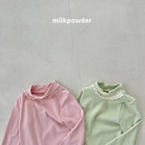 [milk powder] Marie lace halfneck tee