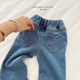 [Melikey] Wool denim heart flare pants