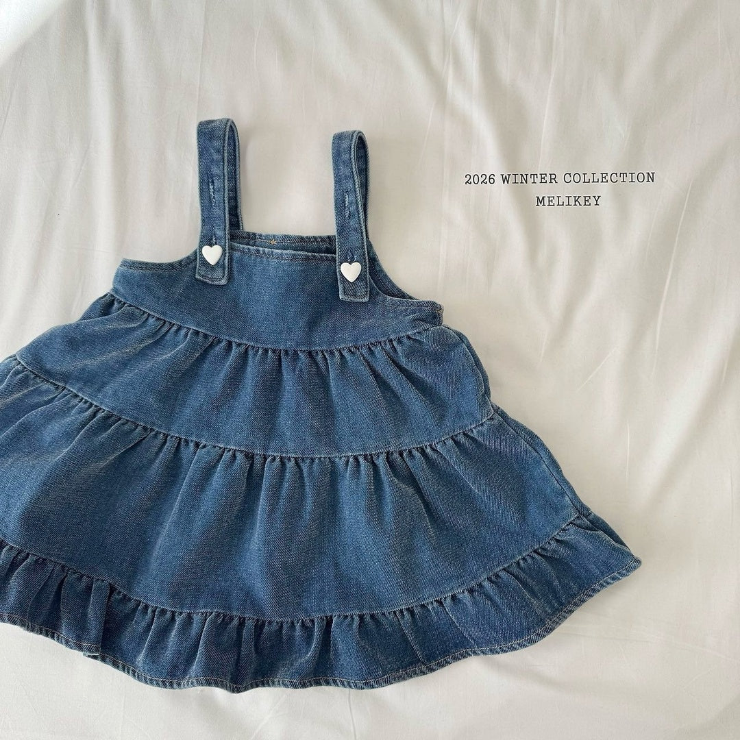 [Melikey] Cancan velvet denim one-piece