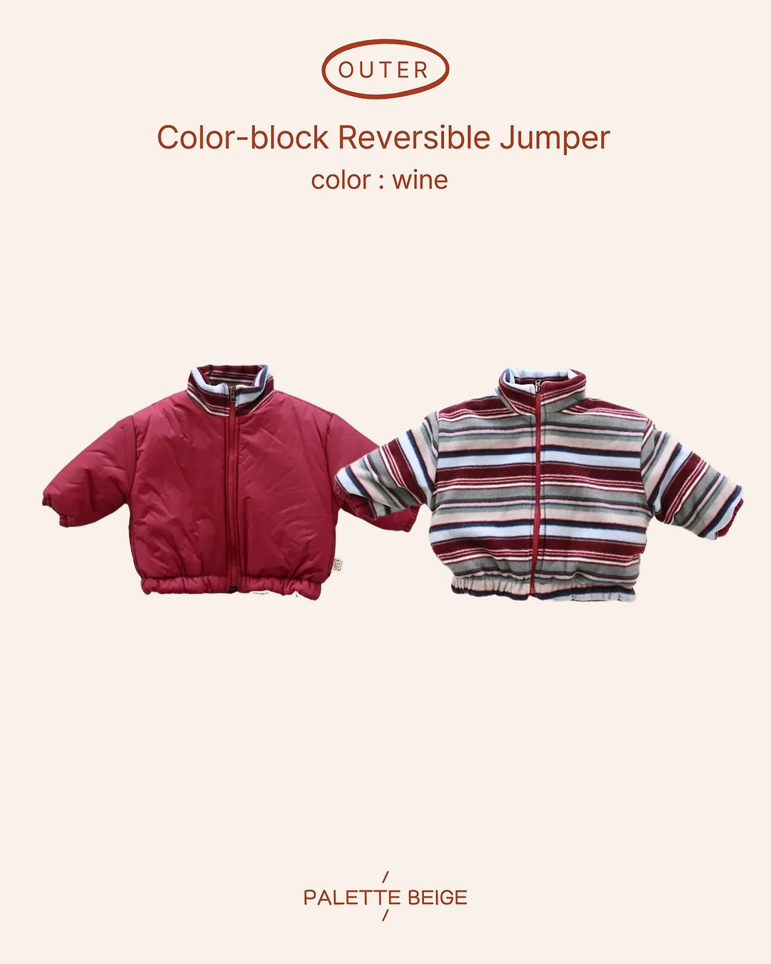 [PALETTE BEIGE] Color block reversible jumper
