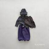 [BLACK BEAN] Stripe halfneck tee