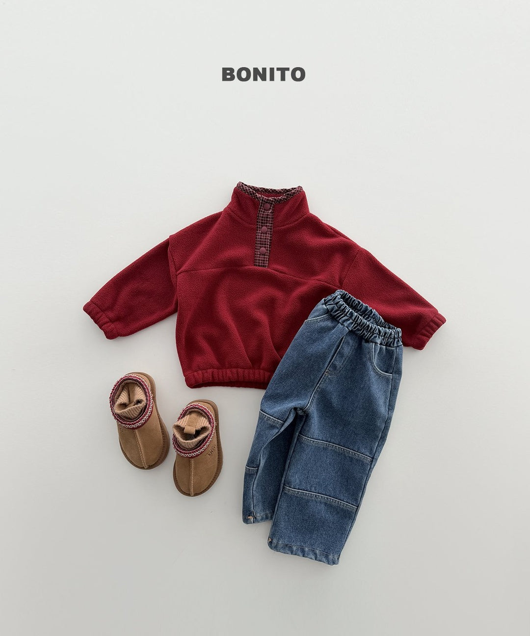[BONITO] Check placket fleece