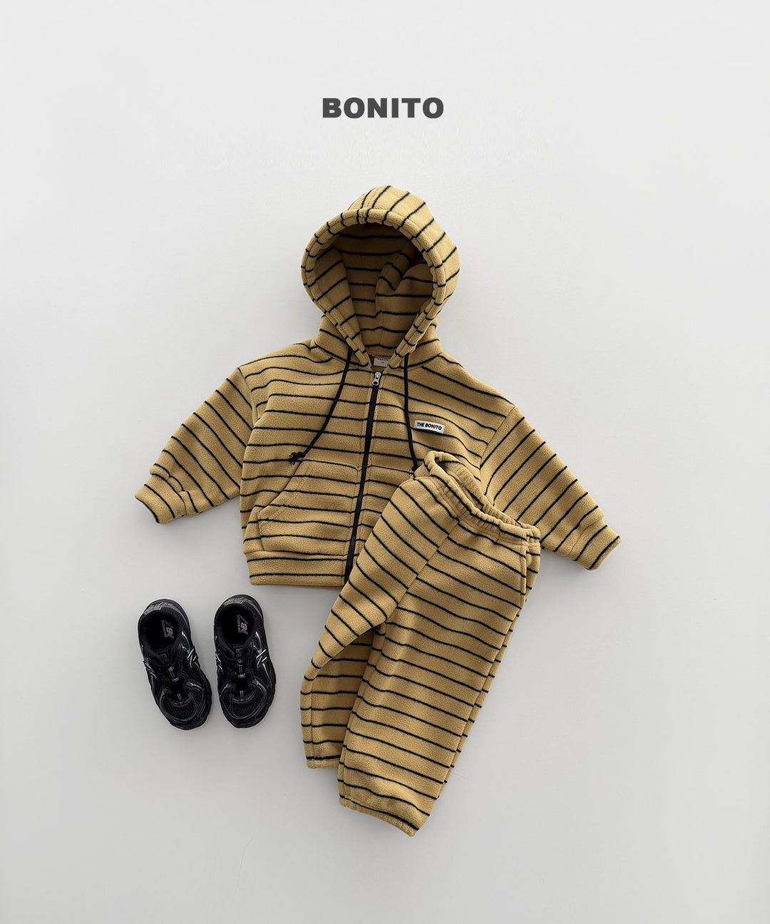 [BONITO] Our stripe hood zip-up set