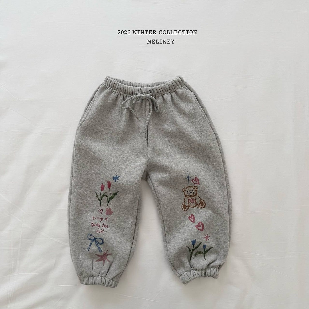 [Melikey] Bear illustration jogger pants